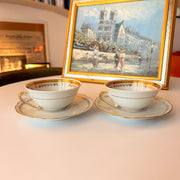 French Porcelain Tea Cups & Saucers — Set of 2