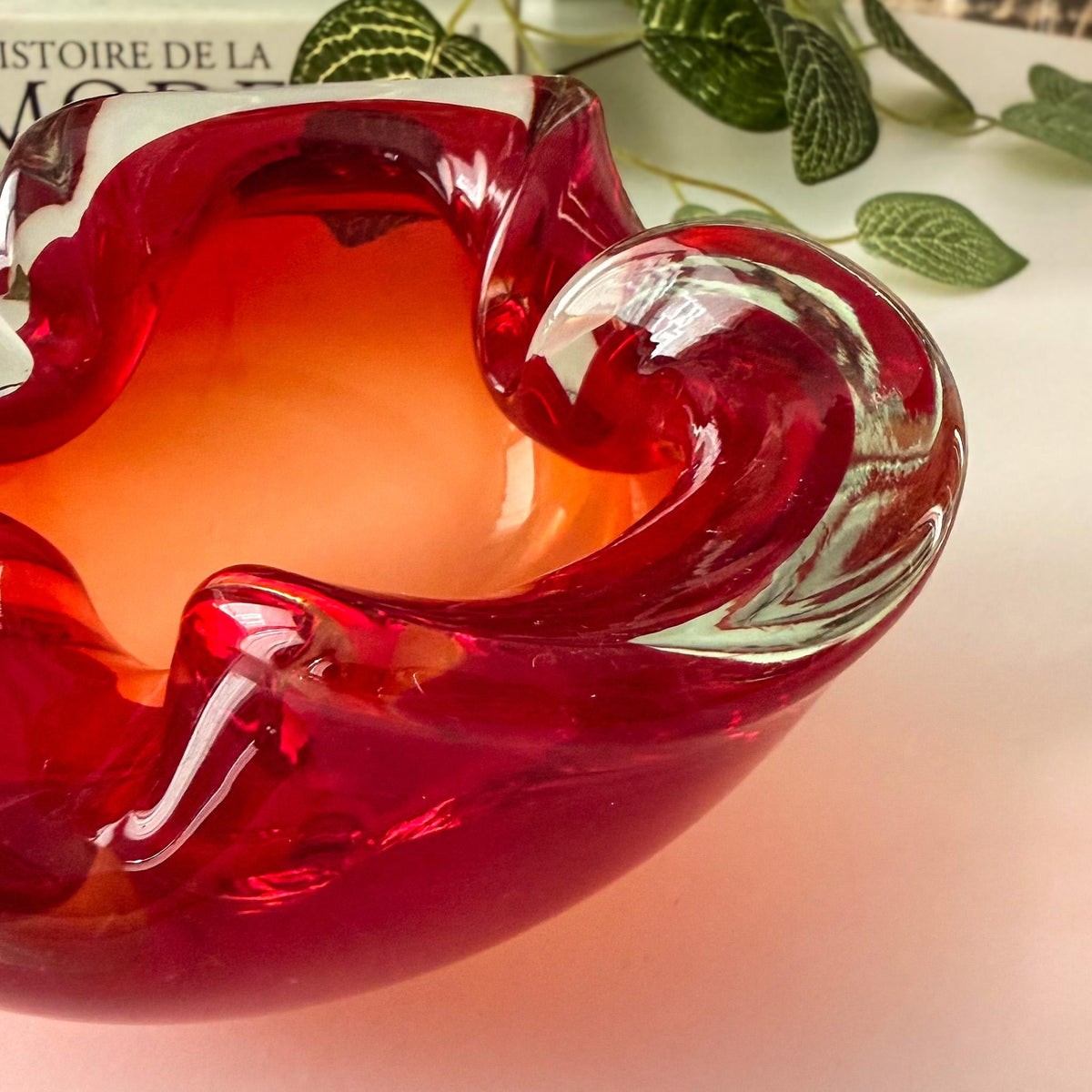 Red & Orange Italian Art Glass Ashtray