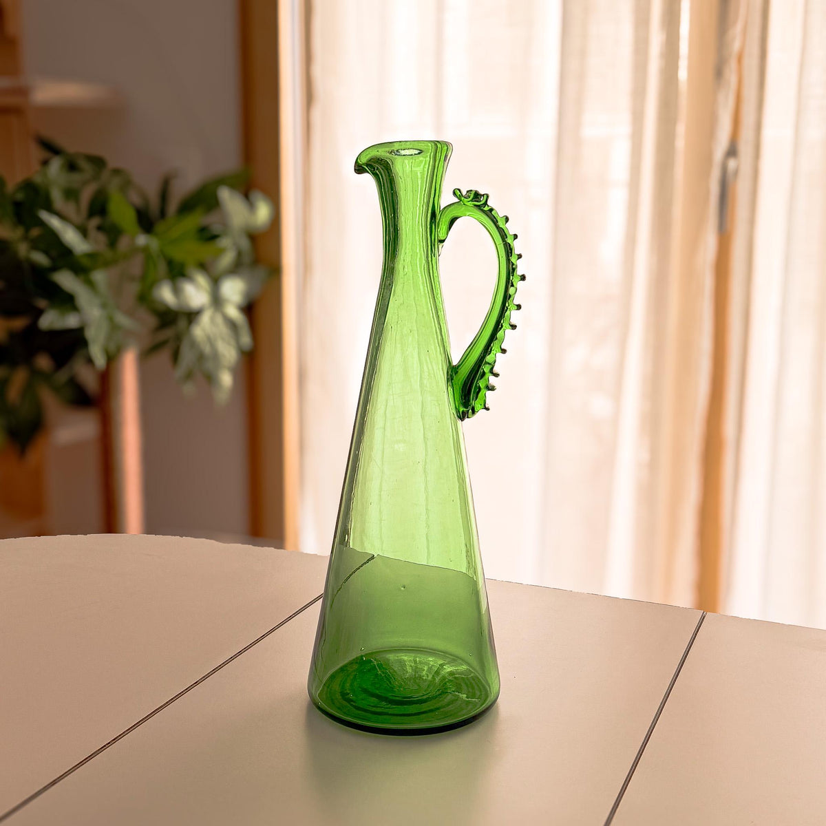 Green Art Glass Pitcher