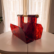 Tortoiseshell Lucite Magazine Rack