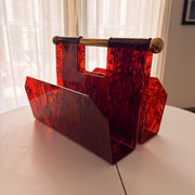 Tortoiseshell Lucite Magazine Rack