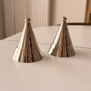 Matching pair of vintage Alessi La Conica silver tone cone tealight holders – photograph 1