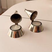 Matching pair of vintage Alessi La Conica silver tone cone tealight holders – photograph 4