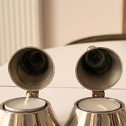 Matching pair of vintage Alessi La Conica silver tone cone tealight holders – photograph 5