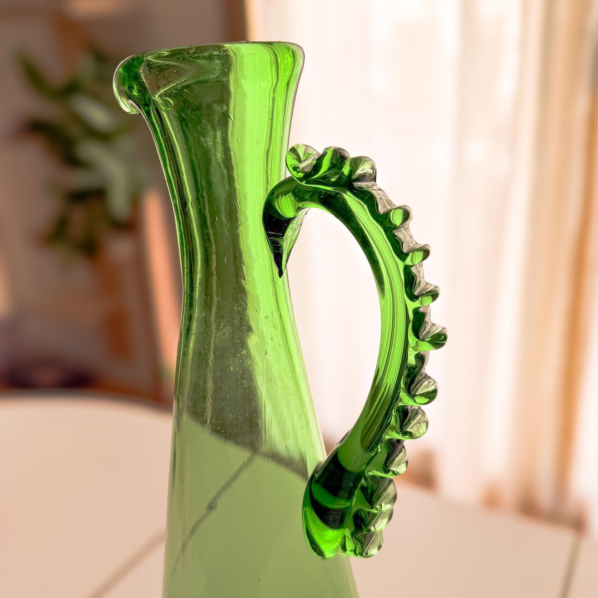 Green Art Glass Pitcher
