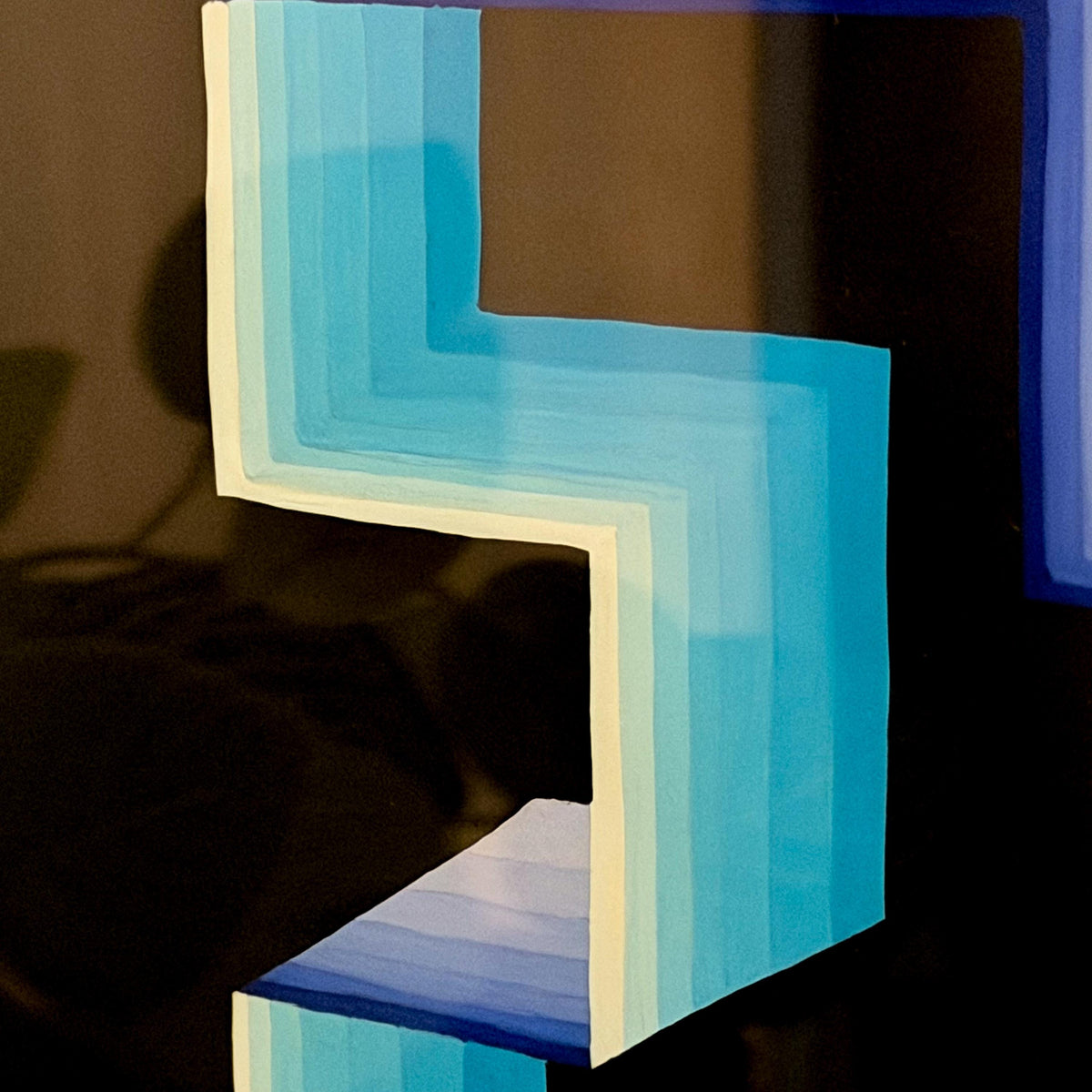 Blue Op Art Geometric Painting