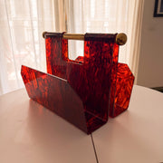 Tortoiseshell Lucite Magazine Rack