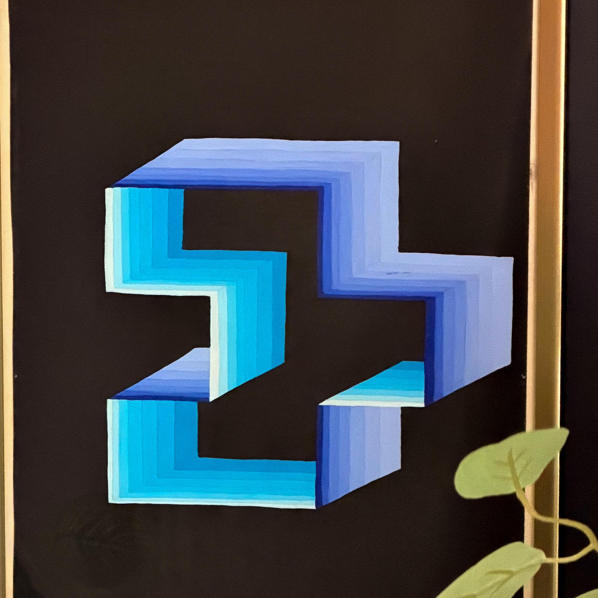 Blue Op Art Geometric Painting