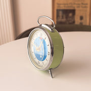 Vintage Diamond Shanghai Sputnik mechanical alarm clock in green with blue starry dial – photograph 5
