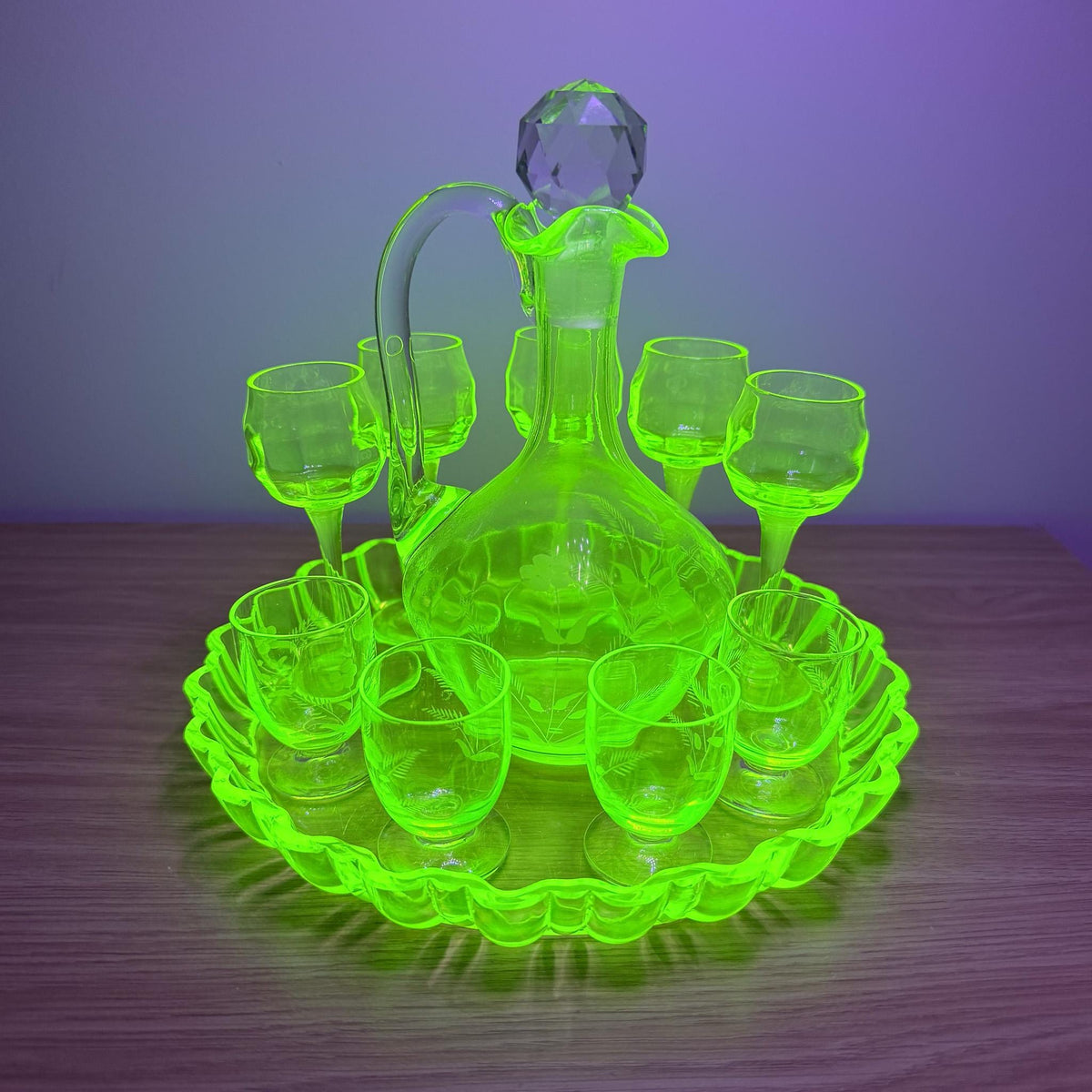 Uranium Glass Decanter Set