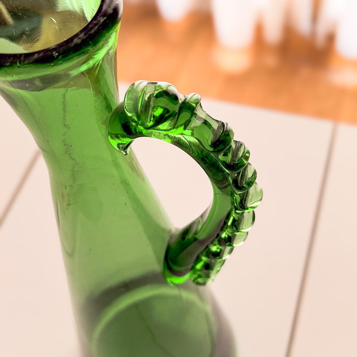 Green Art Glass Pitcher