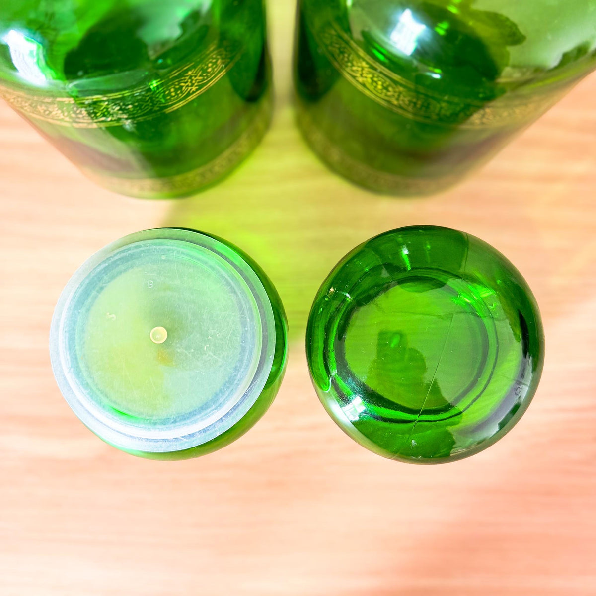 Pair of Belgian Green Glass Apothecary Jars