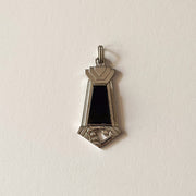 GIROR signed Art Deco black onyx pendant silver-plated metal full frontal view